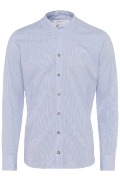 Kragenloses Hemd Mit Feinen Streifen